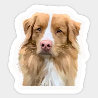 flat face brown white dog-vector cute art Sticker